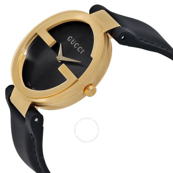 Gucci Interlocking Black Leather Black Dial Quartz Unisex Watch - YA133326 - Image 2