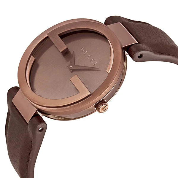 Gucci Interlocking Brown Leather Brown Dial Quartz Watch for Ladies - YA133309 - Image 2