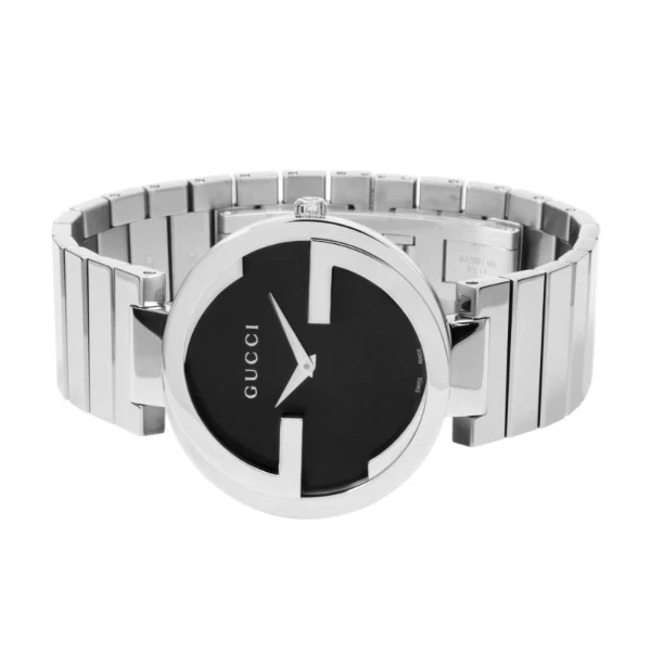 Gucci Interlocking-G Silver Stainless Steel Black Dial Quartz Unisex Watch - GUCCI YA 133307 - Image 2