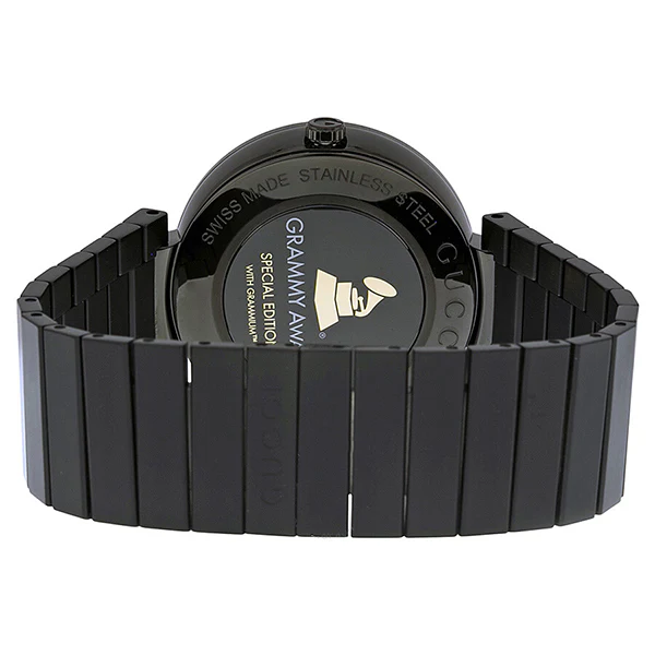 Gucci Interlocking Grammy XL Black Stainless Steel Golden Dial Quartz Watch for Gents- GUCCI YA133209 - Image 2
