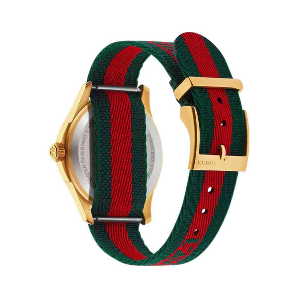 Gucci Le Marche Des Merveilles Bee Motif Two-tone NATO Strap Green Dial Quartz Unisex Watch - GUCCI YA 126487 - Image 2