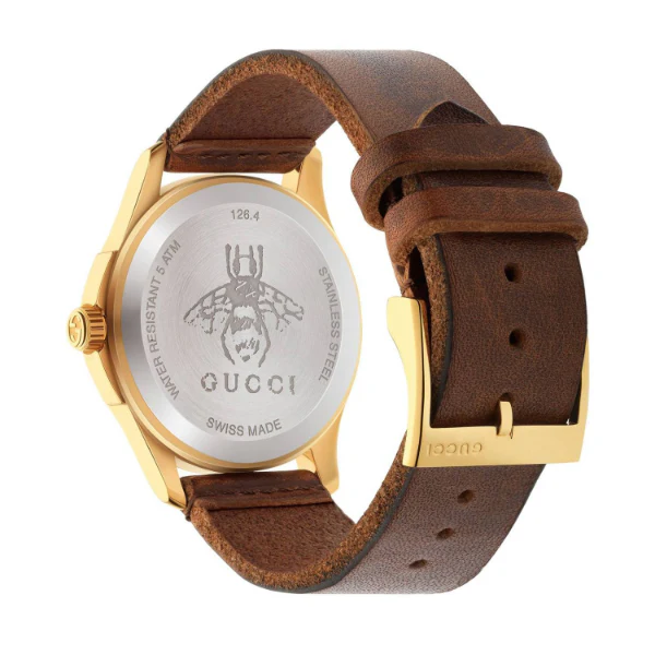 Gucci Le Marché Des Merveilles Tiger Motif Brown Leather Strap Green Dial Quartz Unisex Watch - GUCCI YA 126497 - Image 2