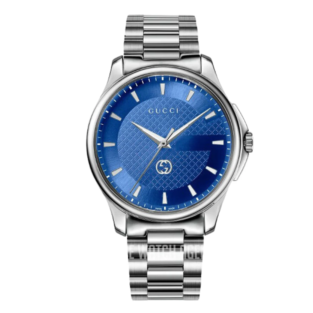 Gucci Silver Stainless Steel Blue Dial Quartz Watch for Gents - Gucci YA126371