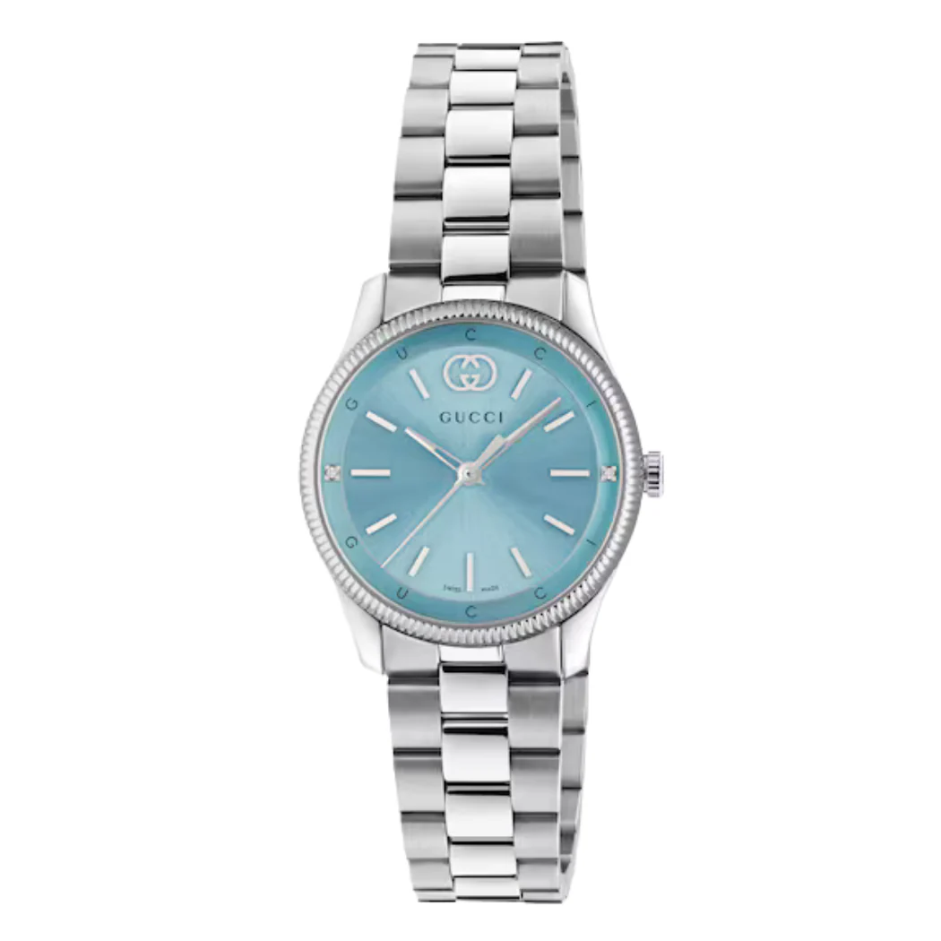 Gucci Silver Stainless Steel Blue Dial Quartz Watch for Ladies - GUCCI YA1265068