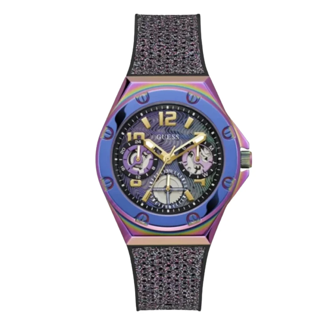 Guess Asteria Iridescent Silicone Strap Iridescent Dial Quartz Watch for Ladies - GW0620L4