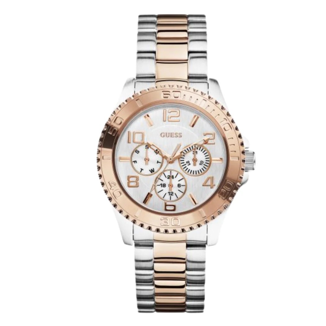 Guess BFF Multifunction Two-tone Stainless Steel White Dial Quartz Watch for Ladies - W0231L5