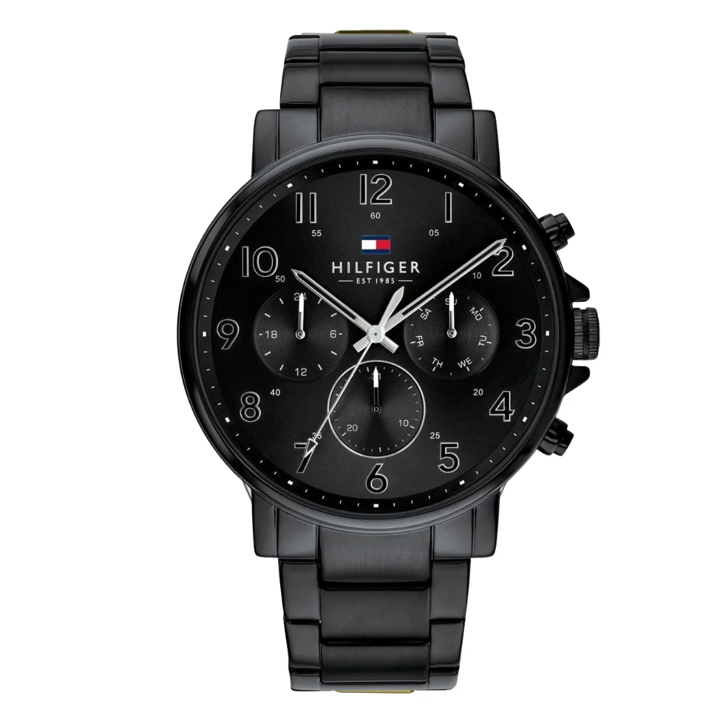 Tommy Hilfiger Black Stainless Steel Black Dial Chronograph Quartz Watch for Gents - 1710383