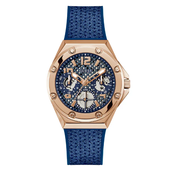 Guess Blue Silicone Strap Blue Dial Quartz Watch for Ladies - GW0620L3