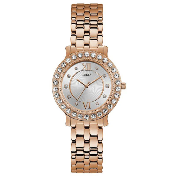 Guess Blush Rose Gold Stainless Steel Silver Dial Quartz Watch for Ladies - W1062L3
