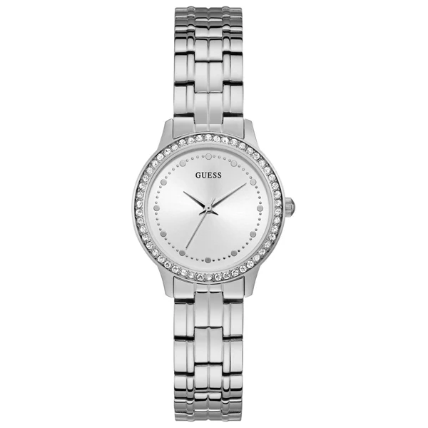 Guess Chelsea Silver Stainless Steel Silver Dial Quartz Watch for Ladies - W1209L1