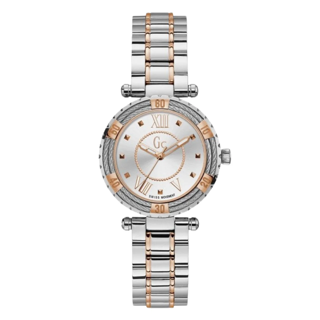 Guess Collection Lady Diver Two-tone Stainless Steel Silver Dial Quartz Watch for Ladies - Y41003L1