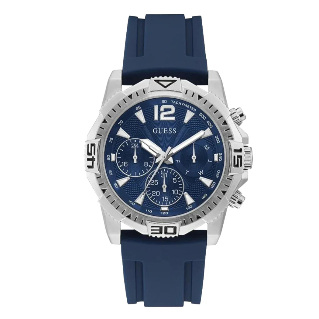 Guess Commander Blue Silicone Strap Blue Dial Chronograph Quartz Watch for Gents - GW0211G1