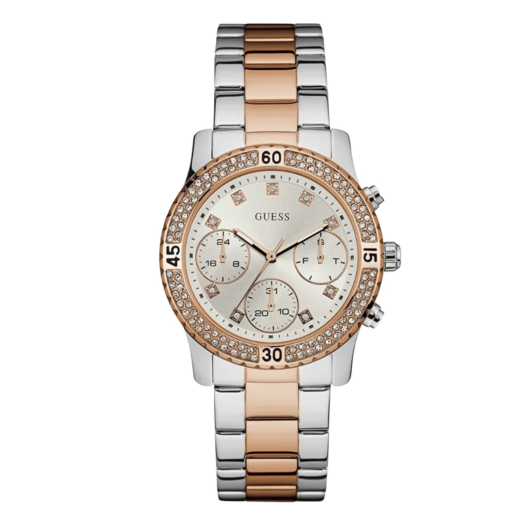 Guess Confetti Two-tone Stainless Steel Silver Dial Chronograph Quartz Watch for Ladies - W0851L3