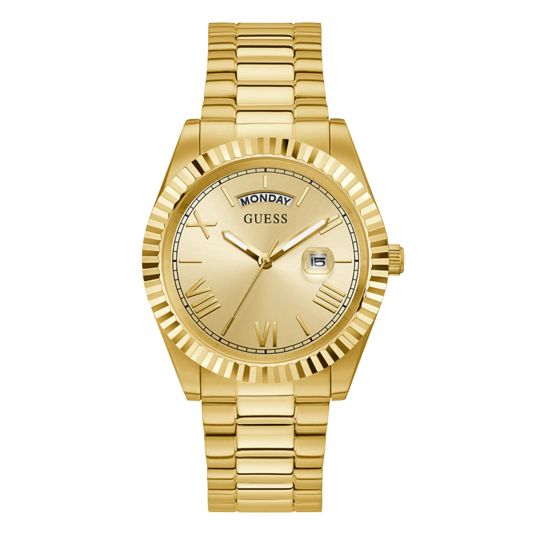 Guess Connoisseur Gold Stainless Steel Gold Dial Quartz Watch for Gents - GW0265G2