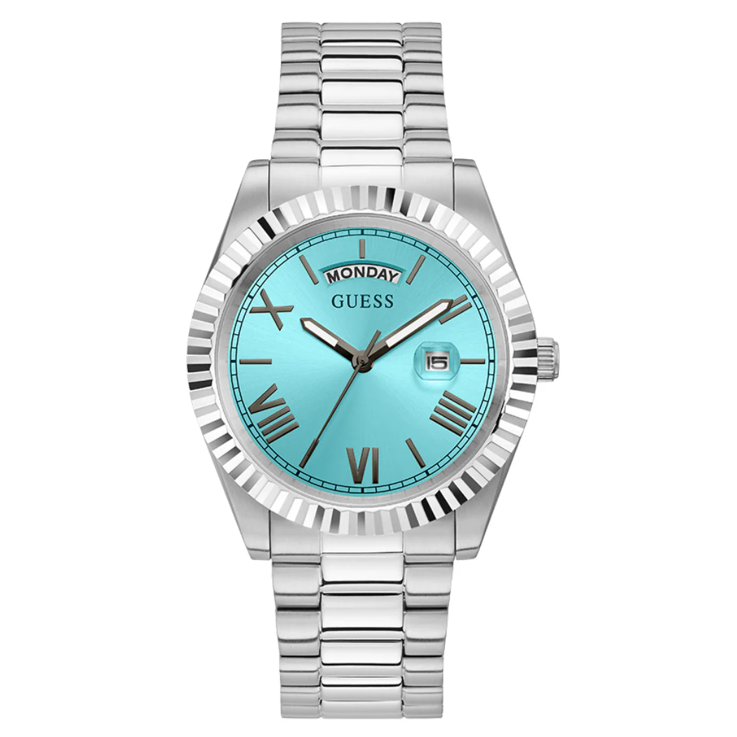 Guess Connoisseur Silver Stainless Steel Tiffany Blue Dial Quartz Watch for Gents - GW0265G11