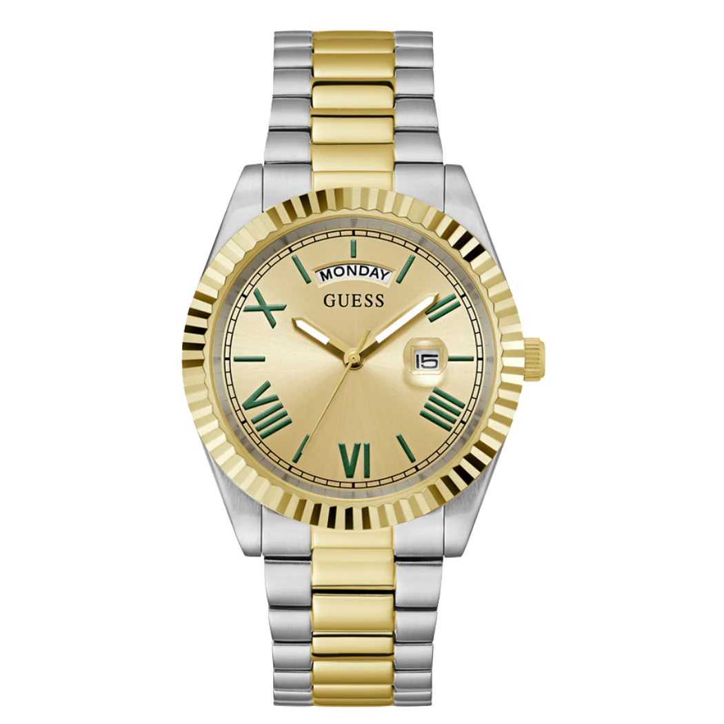 Guess Connoisseur Two-tone Stainless Steel Gold Dial Quartz Watch for Gents - GW0265G14