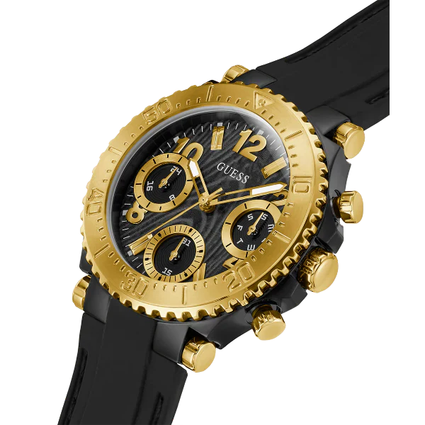 Guess Cosmic Black Silicone Strap Black Dial Chronograph Quartz Watch for Ladies - GW0466L1 - Image 2