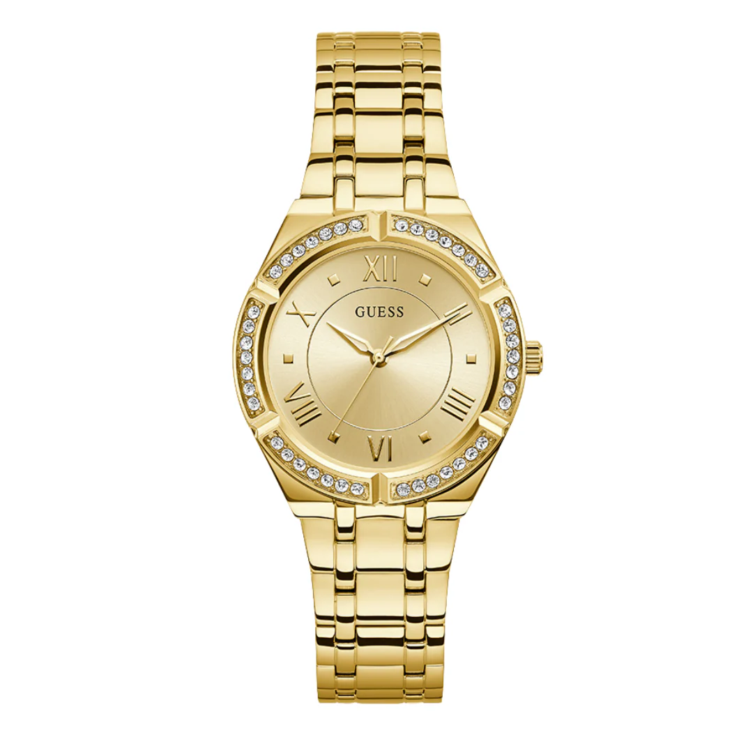 Guess Cosmo Gold Stainless Steel Gold Dial Quartz Watch for Ladies - GW0033L2