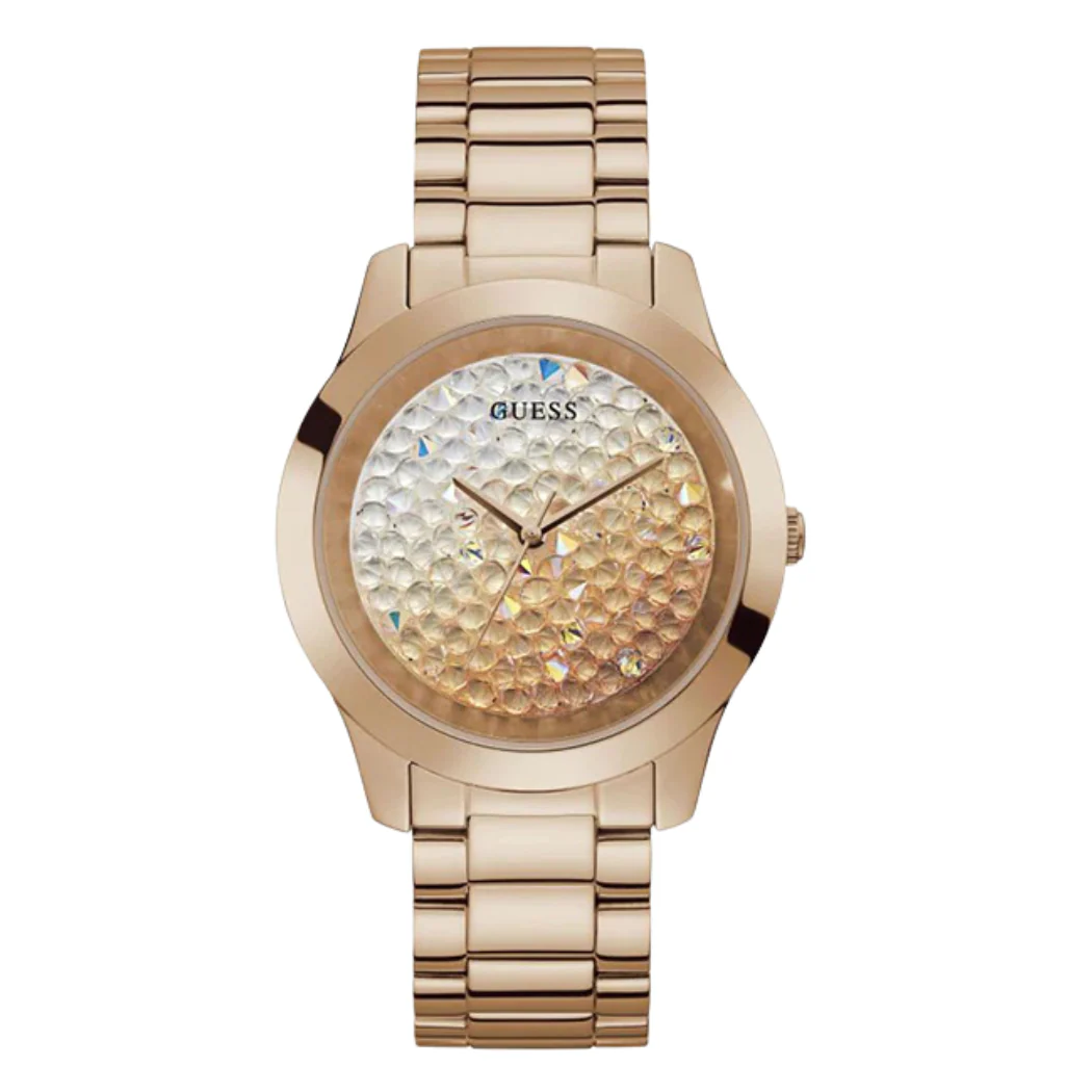 Guess Crush Rose Gold Stainless Steel Silver & Rose Gold Dial Quartz Watch for Ladies - GW0020L3