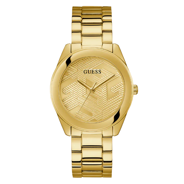 Guess Cubed Gold Stainless Steel Gold Dial Quartz Watch for Ladies - GW0606L2