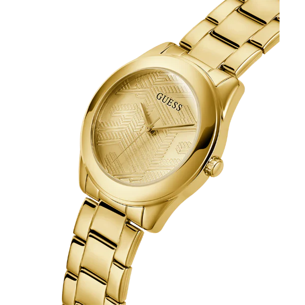 Guess Cubed Gold Stainless Steel Gold Dial Quartz Watch for Ladies - GW0606L2 - Image 2
