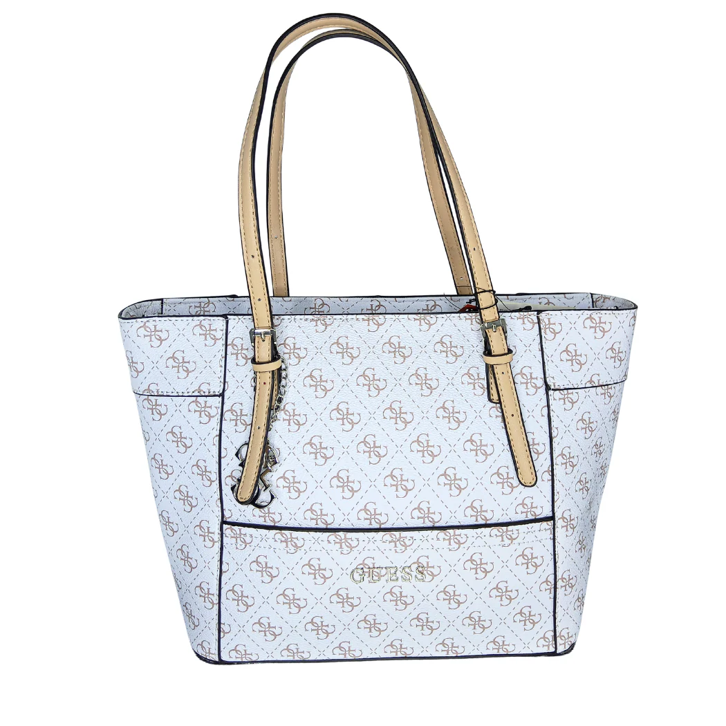 GUESS Delaney Large Tote – White | Spacious & Elegant Shopper
