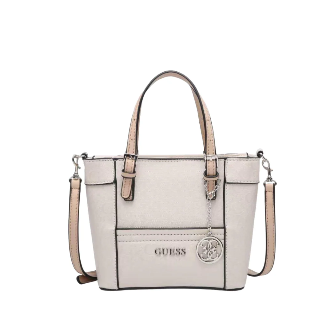 GUESS Delaney Mini Tote โ Beige | Stylish Crossbody with Dual Handles โ VY669305