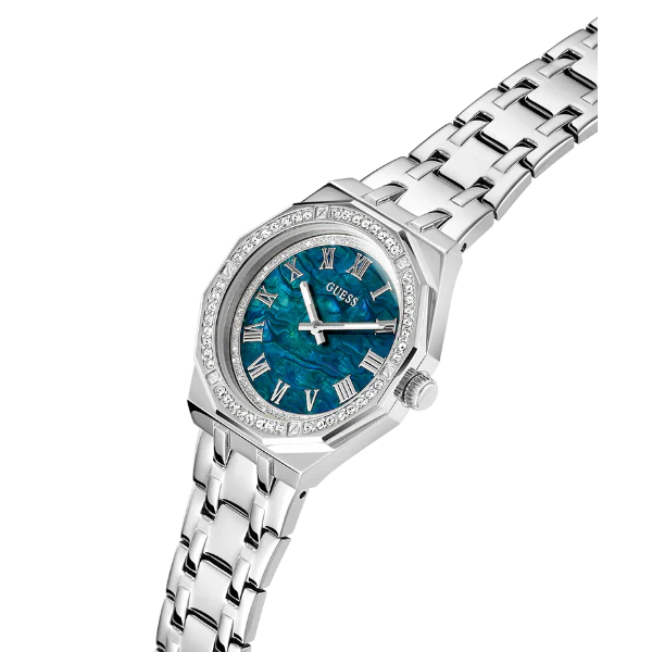 Guess Desire Silver Stainless Steel Blue Dial Quartz Watch for Ladies - GW0770L1 - Image 2