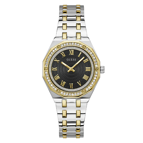 Guess Desire Two-Tone Stainless Steel Black Dial Quartz Watch for Ladies - GW0770L4
