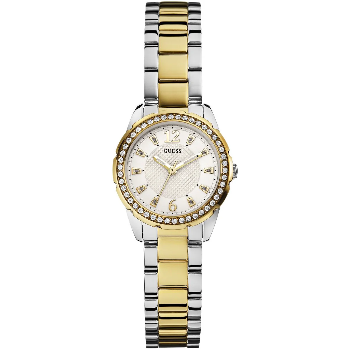 Guess Desire Two-tone Stainless Steel White Dial Quartz Watch for Ladies - W0445L4