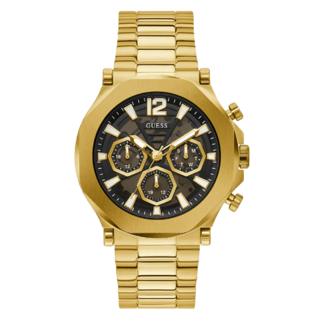 Guess EDGE Gold Stainless Steel Black Dial Chronograph Quartz Watch for Gents - GW0539G2