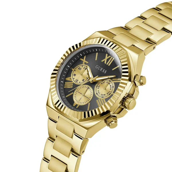 Guess Equity Gold Stainless Steel Black Dial Chronograph Quartz Watch for Gents - GW0703G5 - Image 2