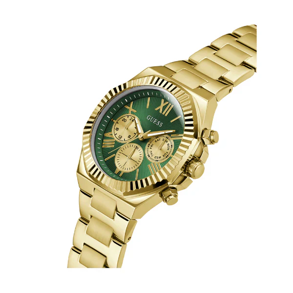 Guess Equity Gold Stainless Steel Green Dial Chronograph Quartz Watch for Gents - GW0703G2 - Image 2