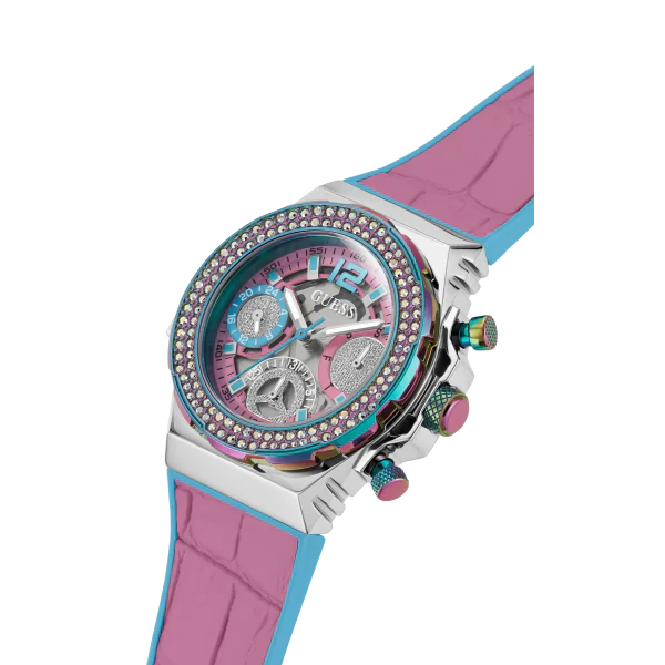 Guess Fusion Pink Leather Strap Pink Dial Chronograph Quartz Watch for Ladies - GW0553L5 - Image 2