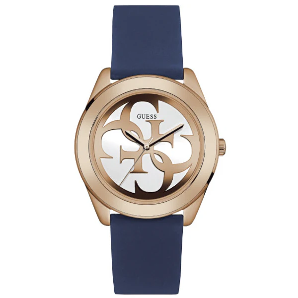 Guess G-Twist Blue Silicone Strap White Dial Quartz Watch for Ladies - W0911L6