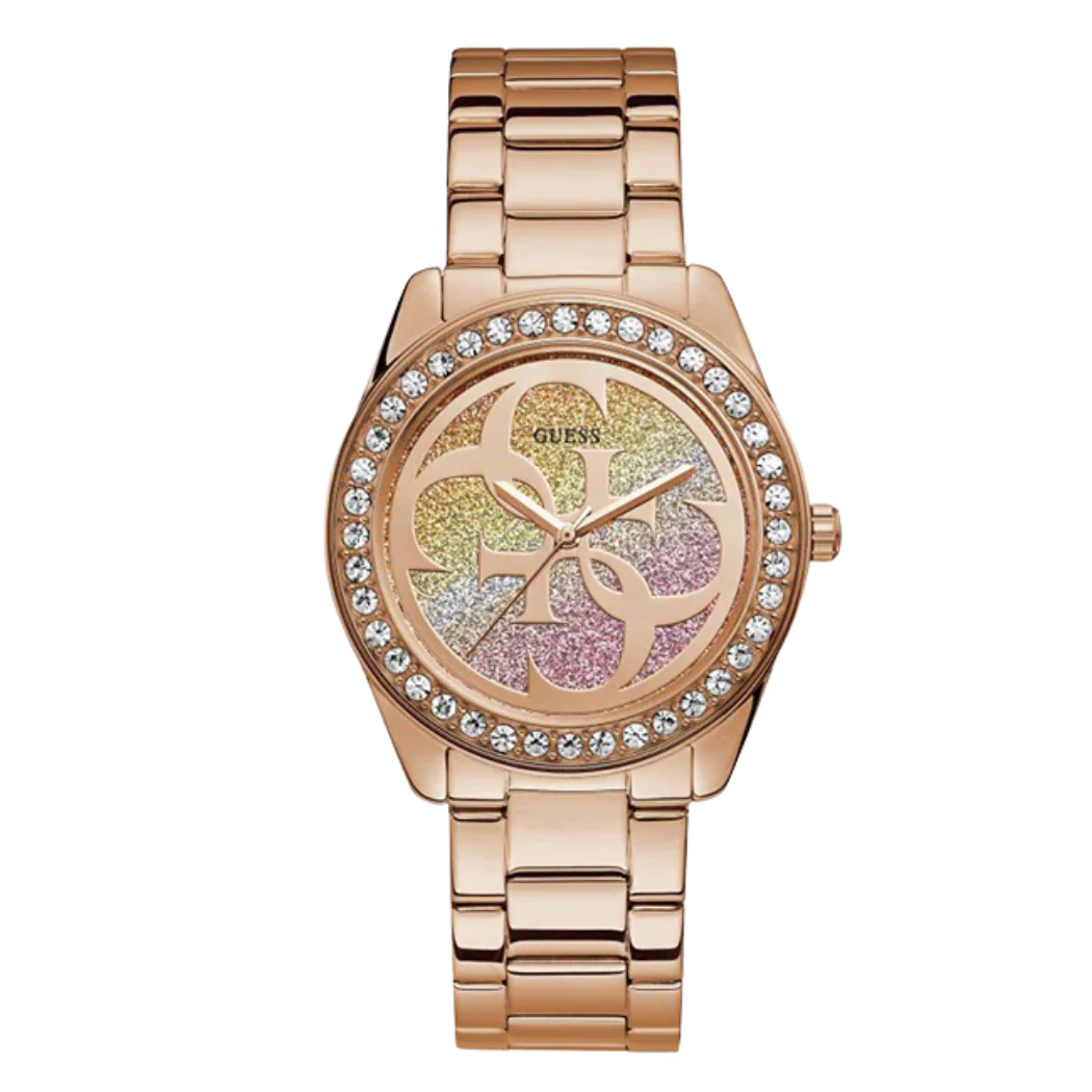 Guess G-Twist Rose Gold Stainless Steel Multi Color Dial Quartz Watch for Ladies - W1201L3