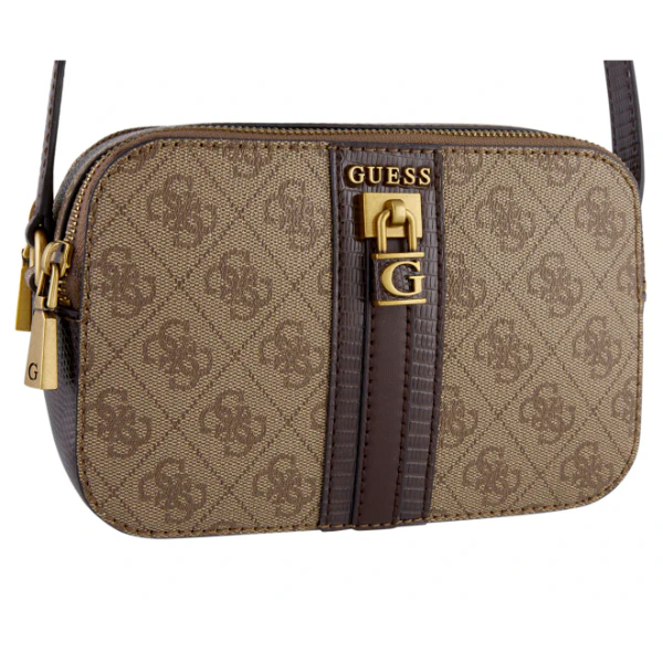 Guess Ginevra Logo Camera Crossbody Brown Leather Bag - Image 4