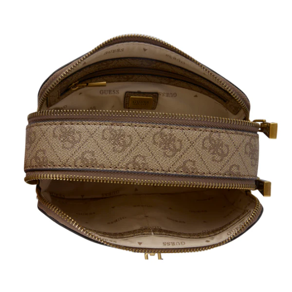 Guess Ginevra Logo Camera Crossbody Brown Leather Bag - Image 5