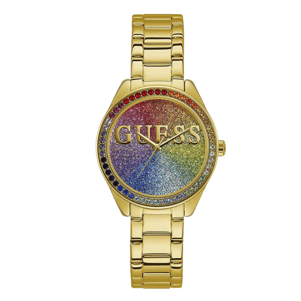 Guess Glitter Girl Gold Stainless Steel Multi Color Dial Quartz Watch for Ladies - W0987L5
