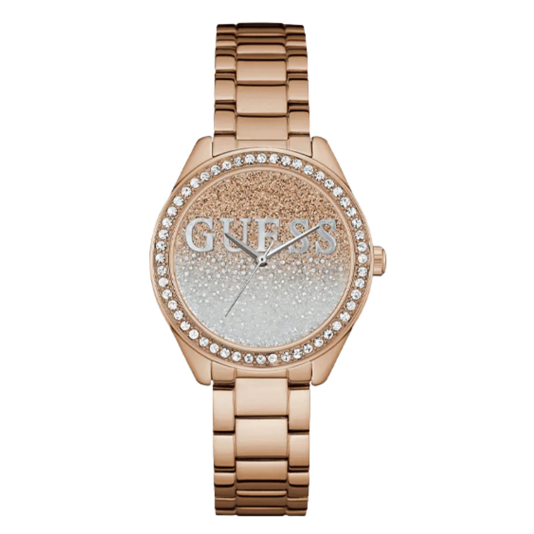 Guess Glitter Girl Rose Gold Stainless Steel Multi Color Dial Quartz Watch for Ladies - W0987L3