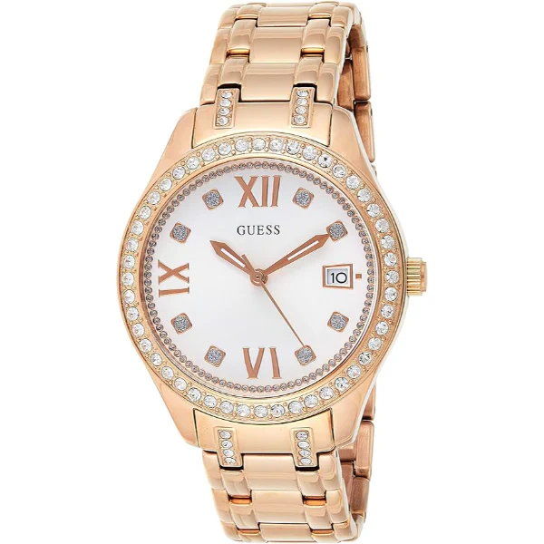 Guess Gold Stainless Steel White Dial Quartz Watch for Ladies - W0848L3 - Image 2