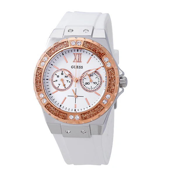 Guess Limelight White Silicone Strap White Dial Quartz Watch for Ladies - W1053L2