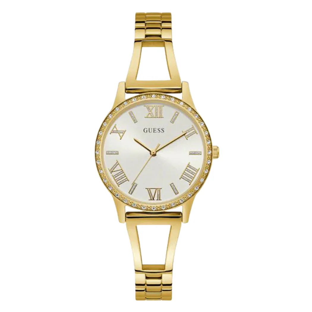 Guess Lucy Gold Stainless Steel Silver Dial Quartz Watch for Ladies - W1208L2
