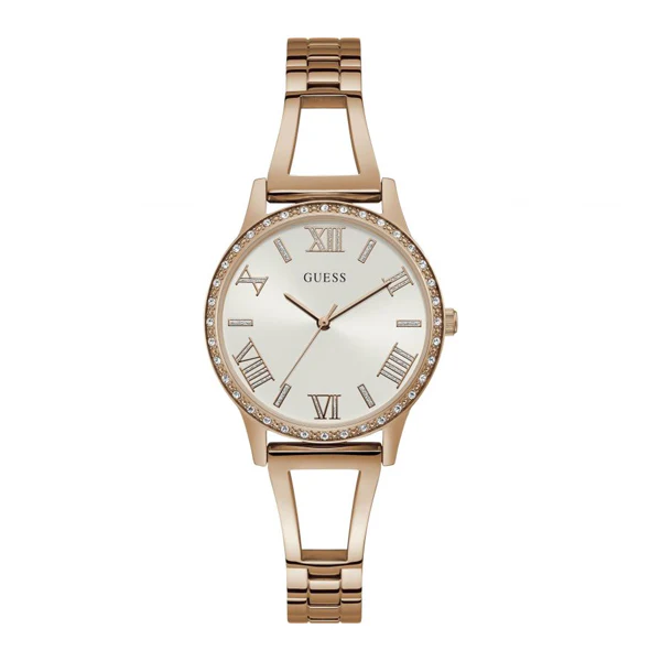 Guess Lucy Rose Gold Stainless Steel Silver Dial Quartz Watch for Ladies - W1208L3