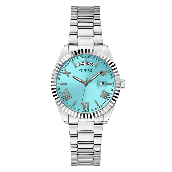 Guess Luna Silver Stainless Steel Tiffany Blue Dial Quartz Watch for Ladies - GW0308L4
