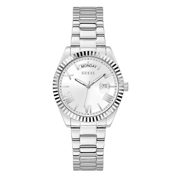 Guess Luna Silver Stainless Steel White Dial Quartz Watch for Ladies - GW0308L1