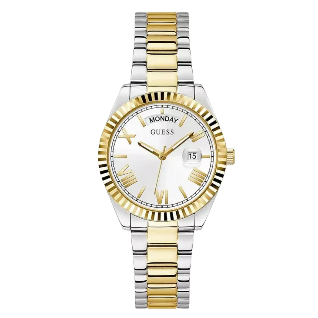 Guess Luna Two-tone Stainless Steel Silver Dial Quartz Watch for Ladies - GW0308L6