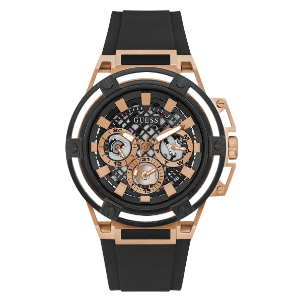 Guess Matrix Black Silicone Strap Black Dial Quartz Watch for Gents - GW0423G5