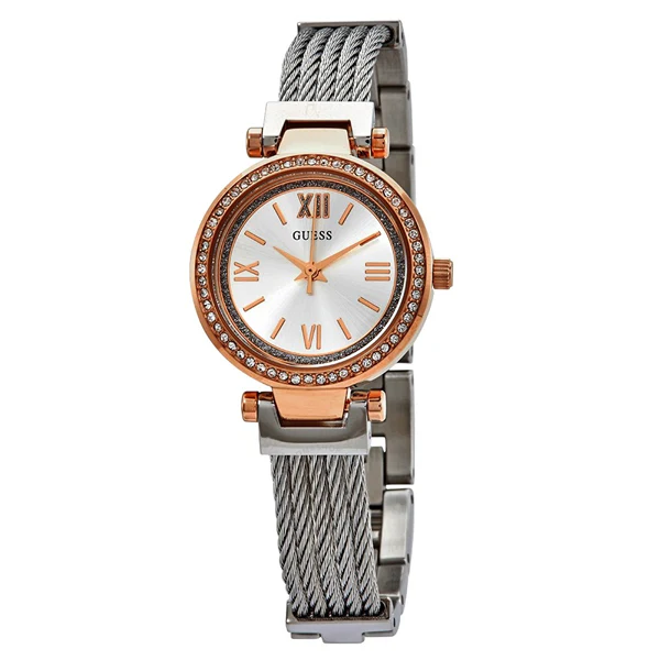 Guess Mini Soho Silver Stainless Steel Silver Dial Quartz Watch for Ladies - W1009L4 - Image 2