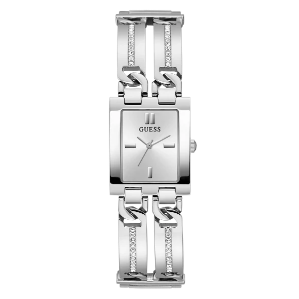 Guess MOD ID Silver Stainless Steel Silver Dial Quartz Watch for Ladies - GW0668L1
